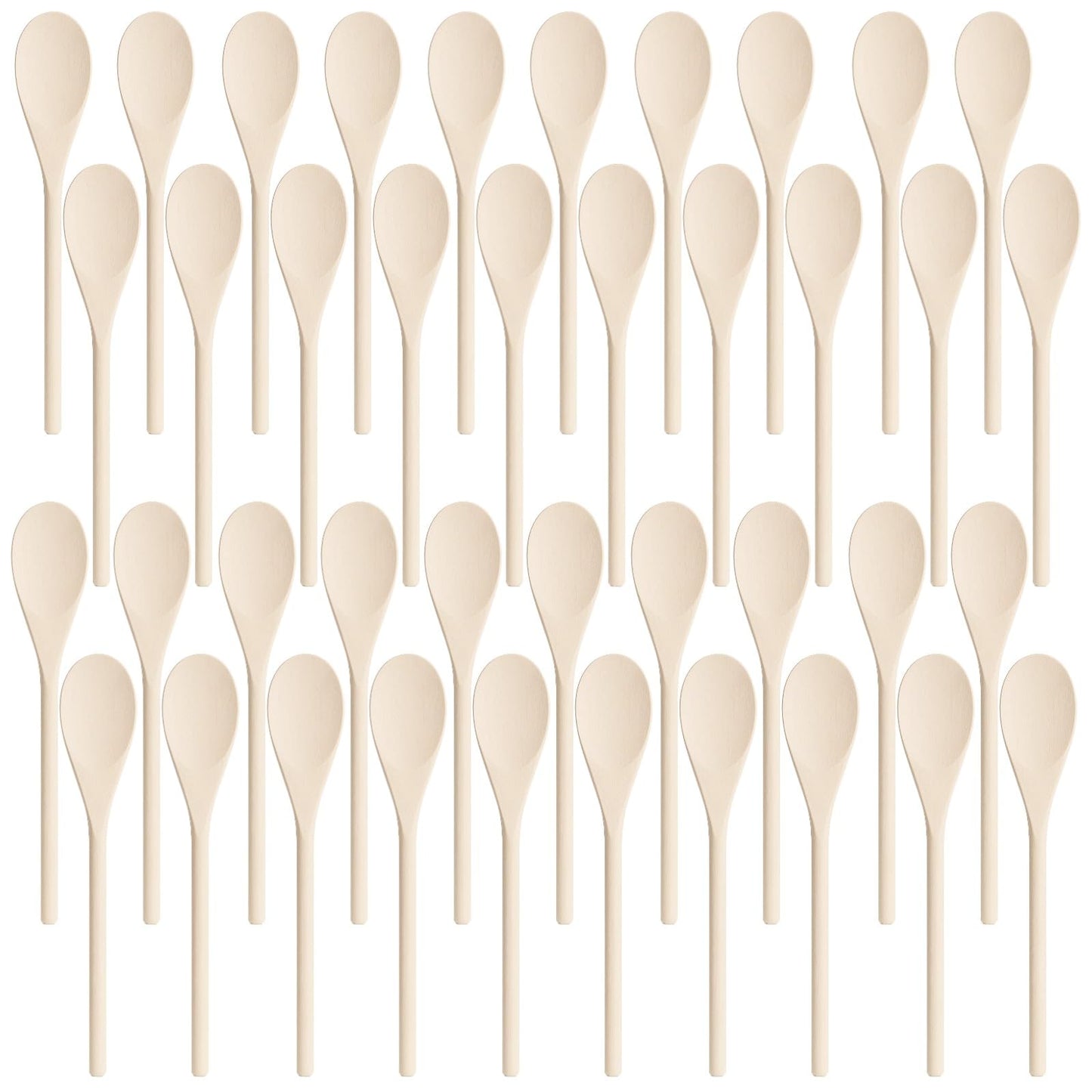 50 PCS Wooden Spoons for Crafts - 9.8 Inches Kitchen Wooden Spoons for Crafts, Long Handle Wood Spoons Oval Wood Mixing Spoons Baking Mixing Serving Craft Utensils