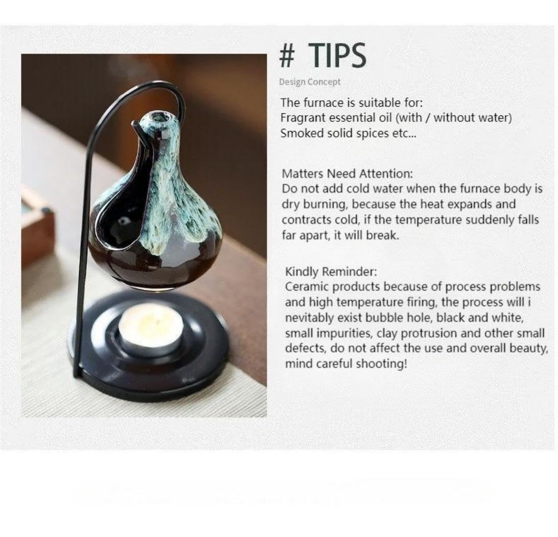 Warmself Tear Drop Essential Oil Burner Wax Melt Burners, Aromatherapy Aroma Burner Ceramic Oil Diffuser Candle Tealight Holder Home Bedroom Decor-C1