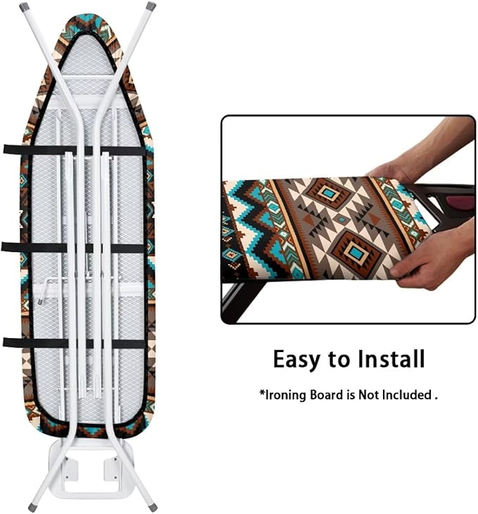 Africa Ethnic Pattern Ironing Board Cover Standard Size 15x54 inch, Hook and