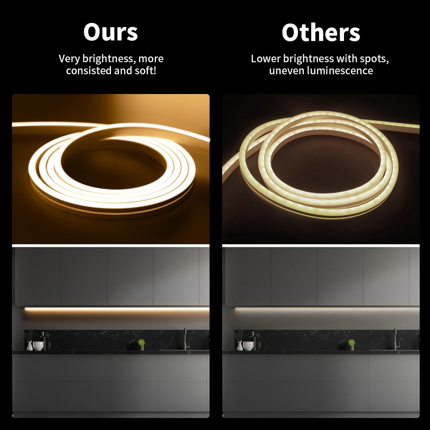 iNextStation Warm White LED Rope Lights 16.4FT/5M DC12V LED Strip Lights, IP65 Waterproof Silicone Neon Light Strip, Flexible Led Light Strip 0.98in Cut for DIY, Rope Led Lights for Bedroom(No Plug)