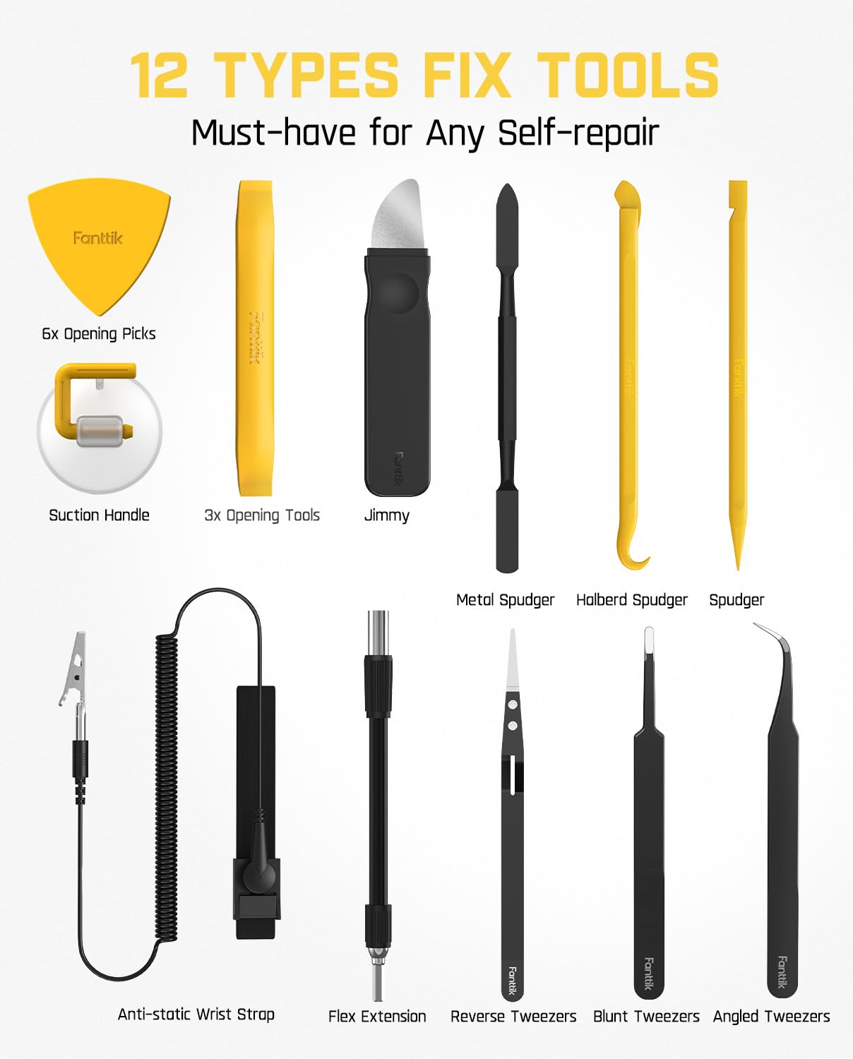 Fanttik E1 NEX Workstation 3.7V Electric Screwdriver Kit, Precision Screwdriver Set, 64 Magnetic Bits, 12 Types Fix Tools, 0.05/0.2 N.m, Repair Tool for Phone Laptop Watch Electronics
