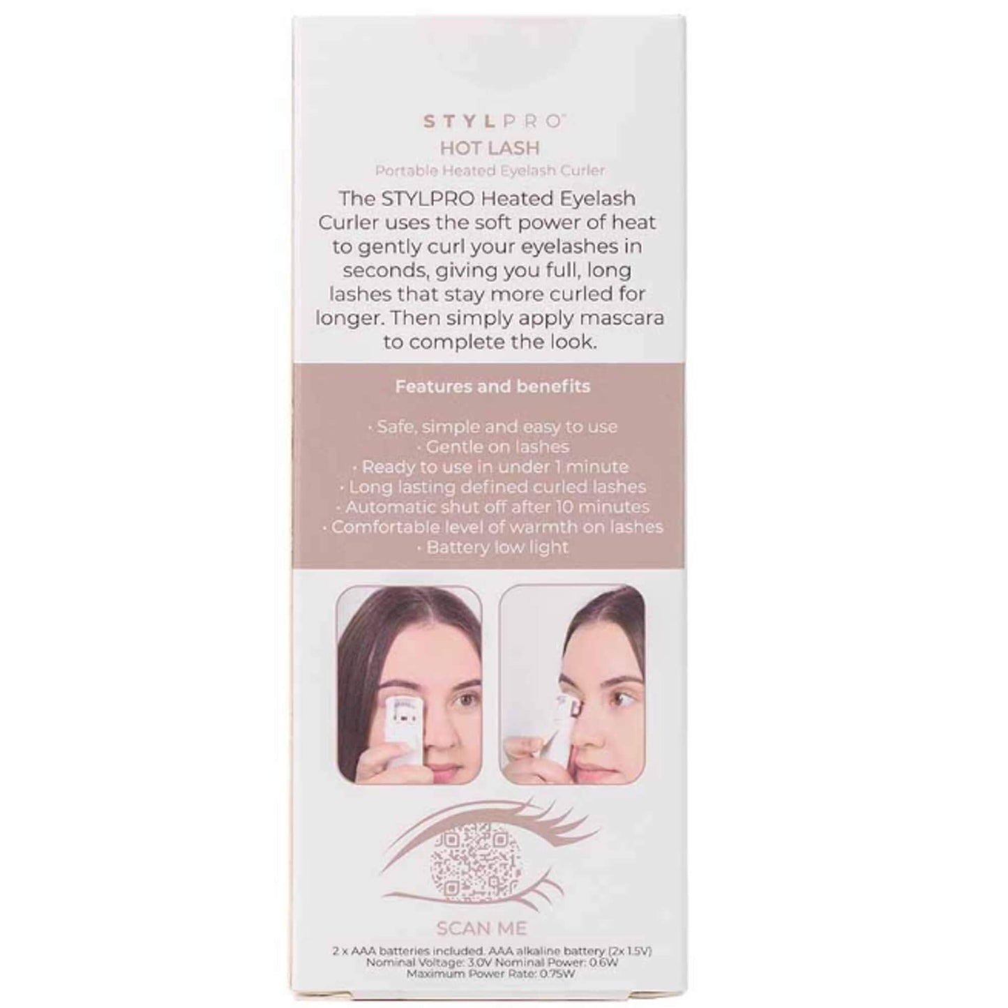 STYLPRO Hot Lash Heated Eyelash Curler - Effortless Lashes On-the-Go (Gentle Warmth, Includes Travel Case)