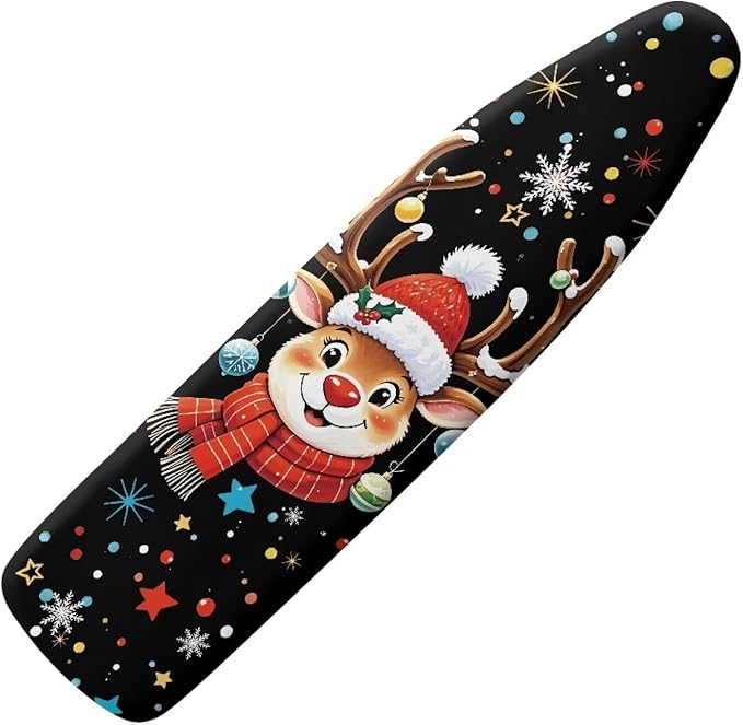 Christmas Deer Ironing Board Cover and Pad, Thick Scorch Resistant Padding