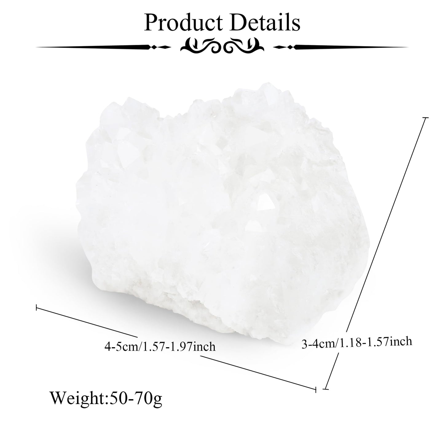 ZHIYUXI Clear Quartz Crystals and Stones Cuarzos Crystal Cluster Clear Crystal Quartz Crystals for Beginners Natural Rock Raw Stone Energy Balance Reiki Decor New Beginnings Gifts for Women 50-70g