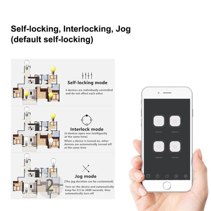 MHCOZY WiFi Wireless Smart Self-Lock Momentary Interlock Relay Switch,DIY WiFi App Bluetooth Remote Garage Door Opener Controller (4ch)