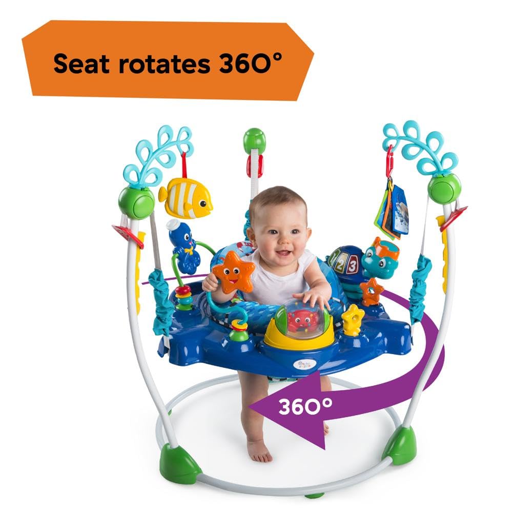 Baby Einstein, Neptune's Ocean Discovery Activity Jumper & Bouncer, Play Centre with Removable Toys, Introduces Numbers and Colours, Languages, 4 Adjustable Heights, 360° Rotation, Ages 6 Months+