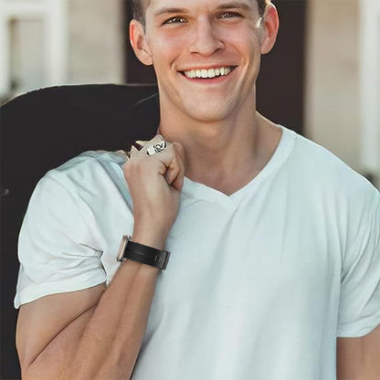 Leather Strap Apple Watch Ultra 49mm, Genuine Leather Wristband Adjustable Bracelet Replacement Strap for Apple Watch SE, iWatch Ultra 2 Ultra Series 9 8 7 6 5 4 3 2 1