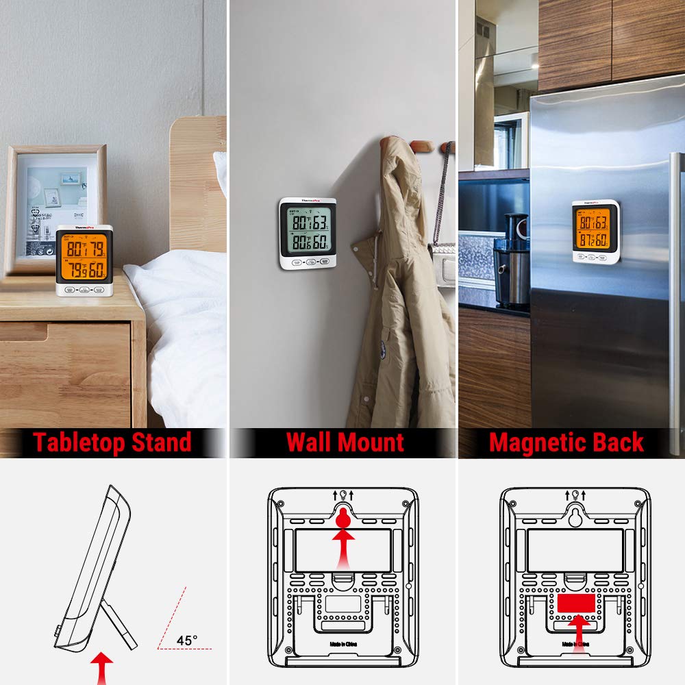 ThermoPro Indoor Outdoor Thermometer Wireless, 500 ft Outside Thermometer with Cold-Resistant Sensor, Outdoor Thermometers for Patio Waterproof with 3.3" LCD Display, Backlit Outdoor Temperature Gauge