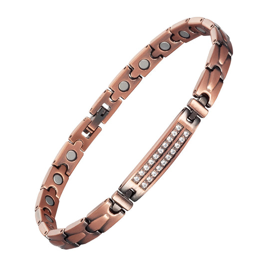 EnerCoppeX Copper Magnetic Bracelet for Women - Crystal Detox Jewelry with 3500 Gauss Magnet (B)