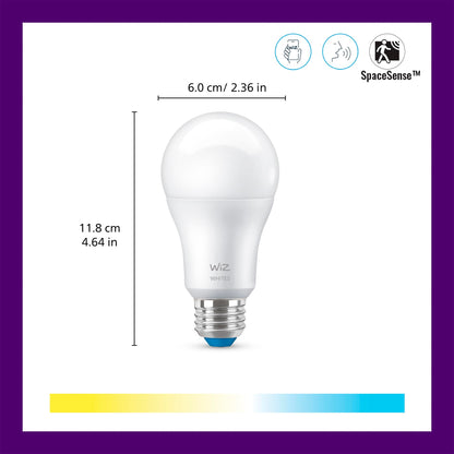 WiZ 60W A19 Tunable White LED Smart Bulb - Pack of 6 - E26- Indoor - Connects to Your Existing Wi-Fi - Control with Voice or App + Activate with Motion - Matter Compatible