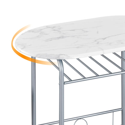 Yaheetech 3 Piece Modern Dining Table Set, Kitchen Table and Chairs Set for 2, Space Saving Table Set, Breakfast Nook Table Set with Steel Legs and Storage Rack for Kitchen/Small Space, White