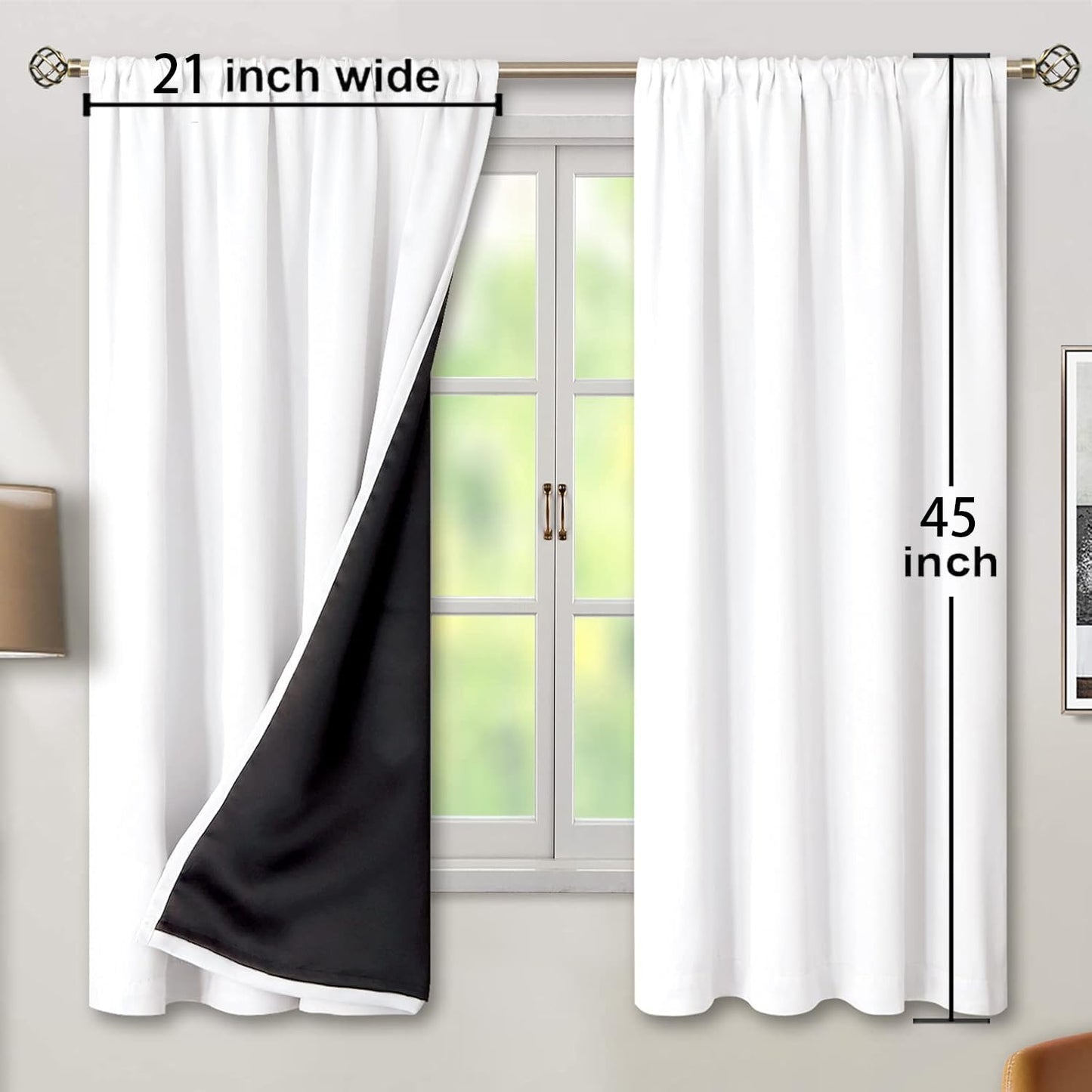Tificats Farmhouse Kitchen Curtains,Modern White Cafe Hydrangea Flower Inspirational Quotes Blackout Rod Pocket Window Treatment for Dining Room Bathroom Laundry Room21 W x 45" L (Pack of 2)