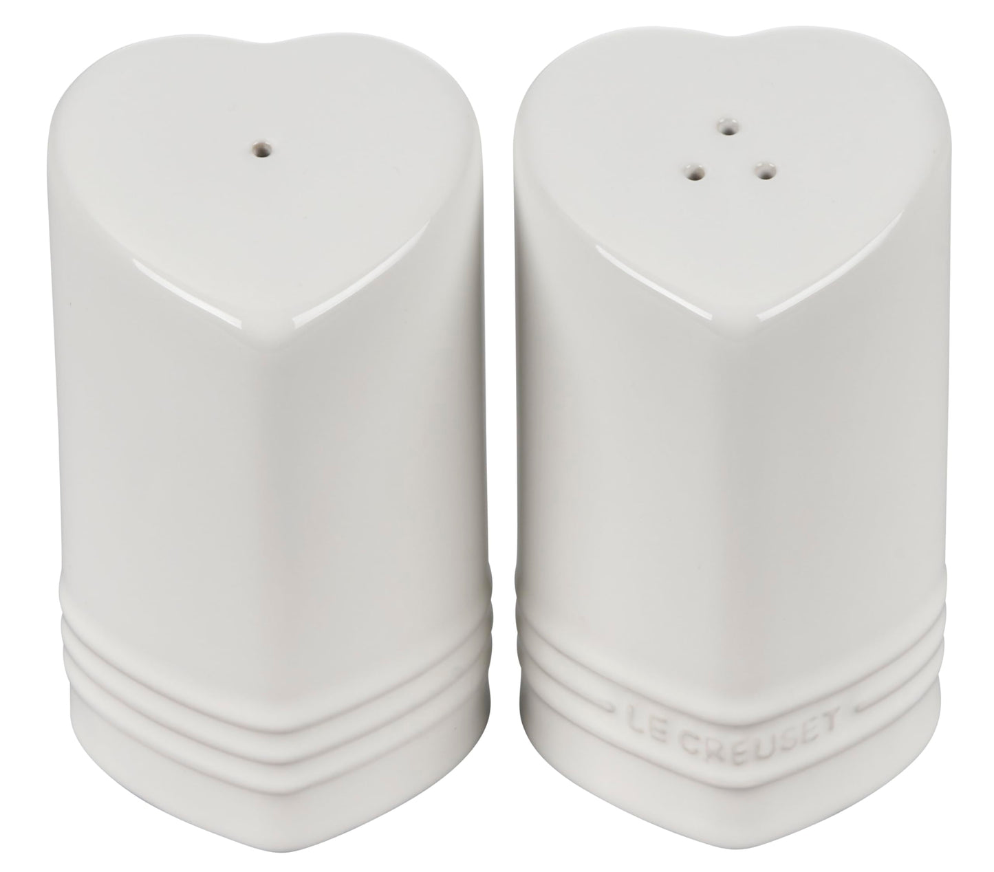 Le Creuset Stoneware Heart Shaped Salt & Pepper Shakers, 4 oz. Each, White