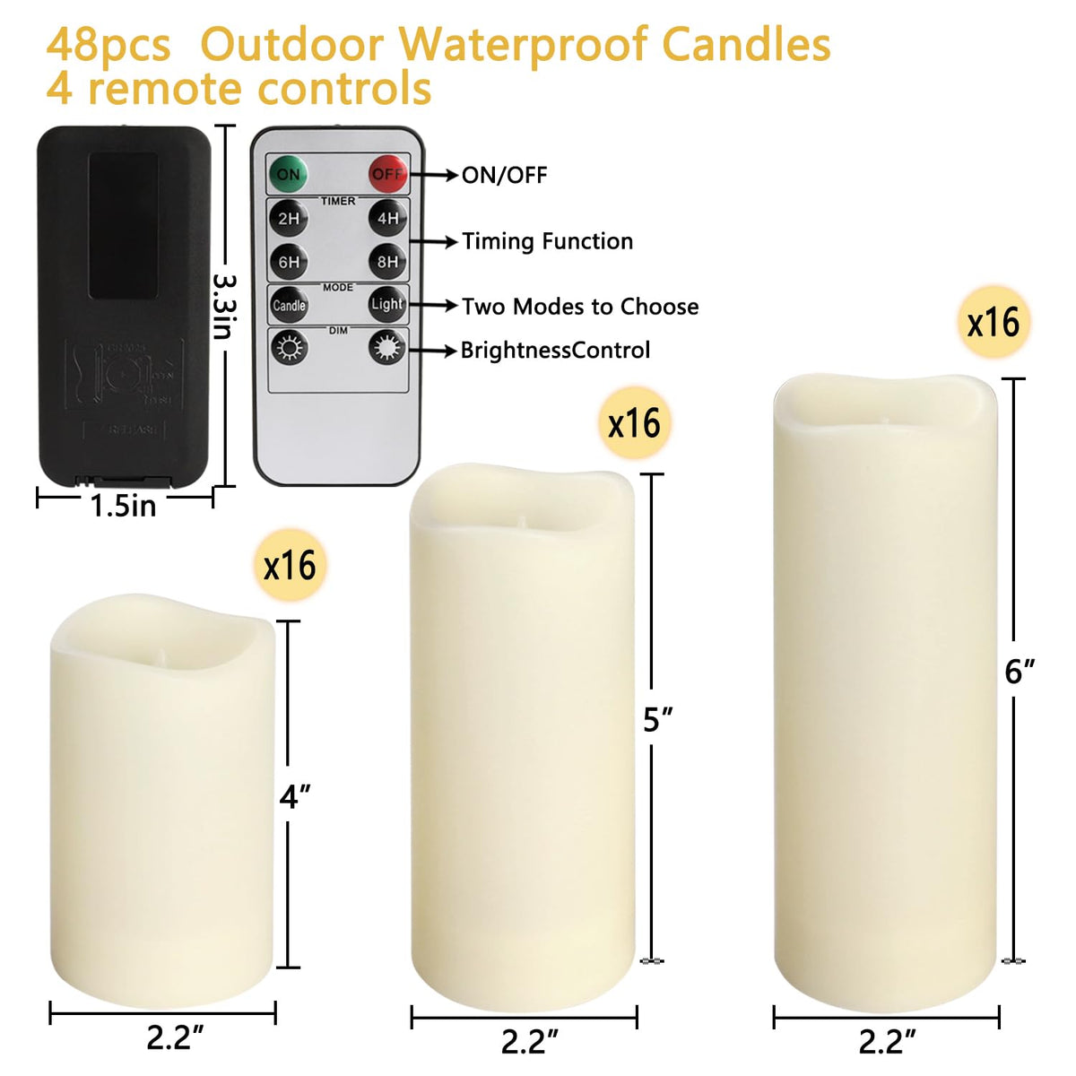 fclayvts 48-Pack LED Flameless Candles with Remote Control - Perfect for Home, Parties, and Special Occasions - Create a Magical Ambiance Effortlessly(Three Sizes)