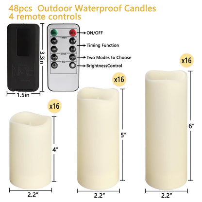 fclayvts 48-Pack LED Flameless Candles with Remote Control - Perfect for Home, Parties, and Special Occasions - Create a Magical Ambiance Effortlessly(Three Sizes)
