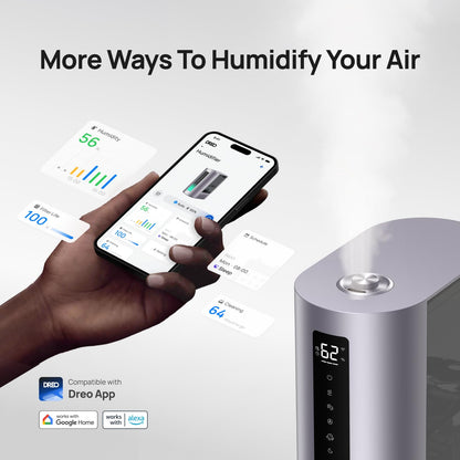 Dreo 6L Humidifiers for Bedroom, Smart Warm & Cool Mist for Large Room, 60Hr Quiet Runtime for Baby, Plant, Humidity Sensor, Indicator Light, 12H Timer, Google/Alexa, HM713S