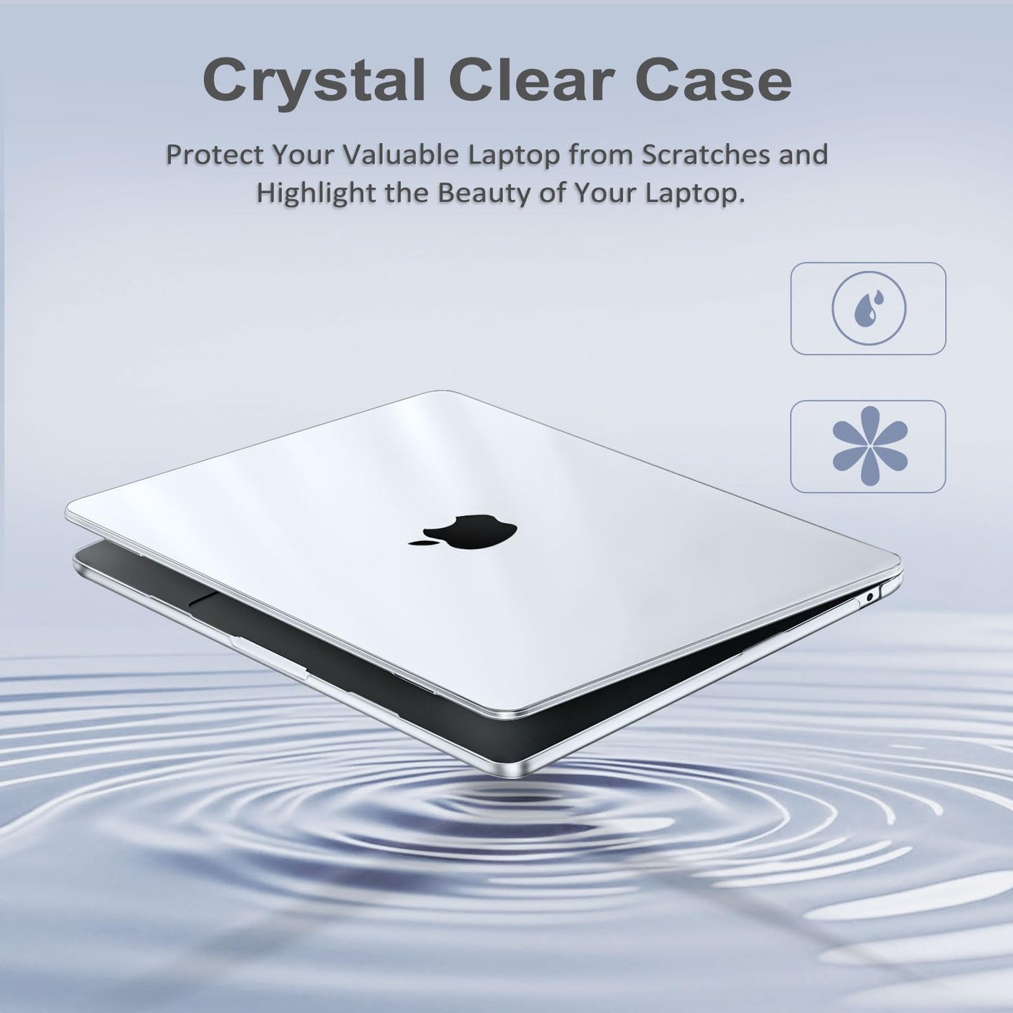 MOSISO Compatible with MacBook Air 13 inch Case M4 M3 M2 2025 2024 2023 2022 A3240 A3113 A2681, Hard Shell for MacBook Air 13.6 inch Case &Keyboard Cover&Screen Film&Type C Adapter, Crystal Clear