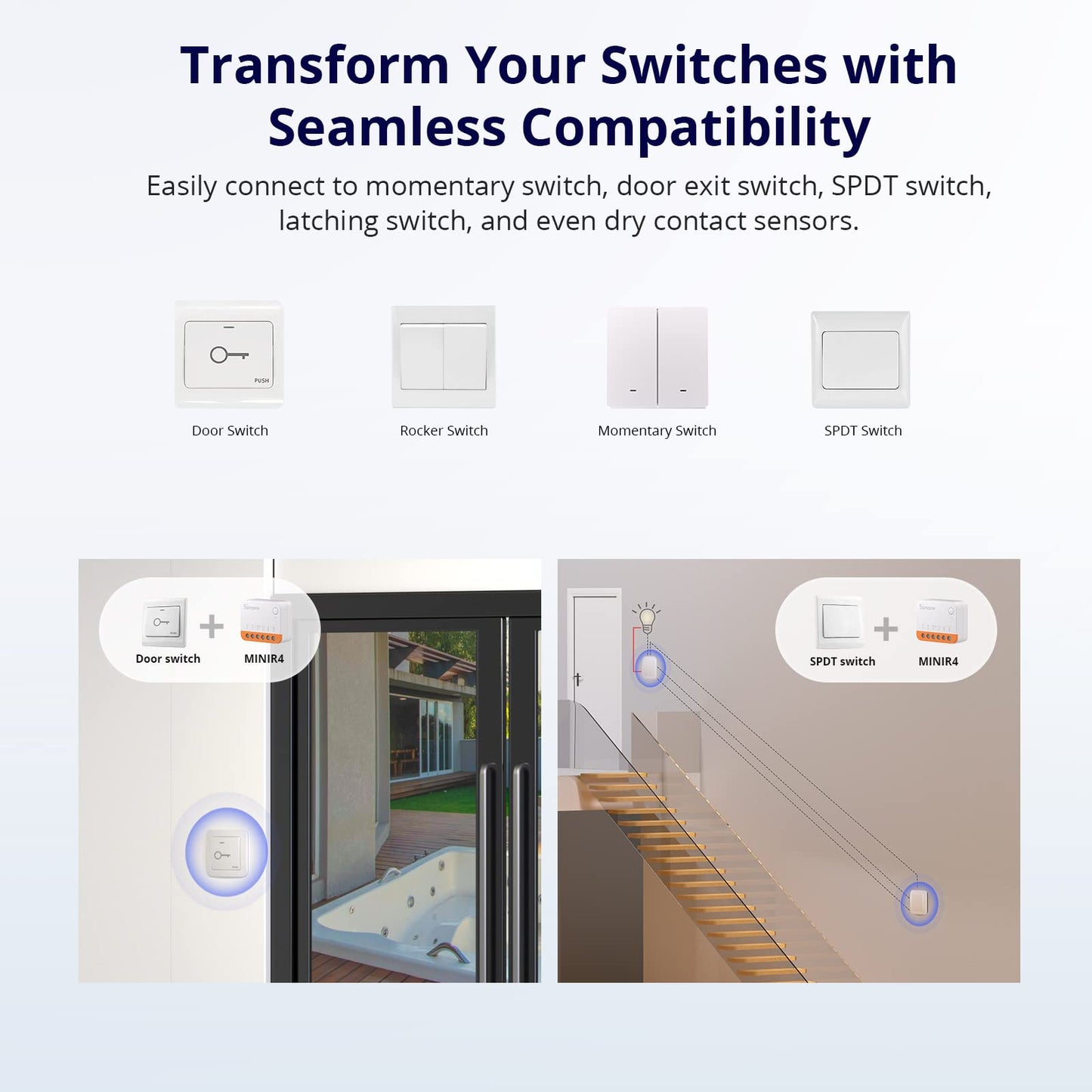 SONOFF MINIR4 10A Smart WiFi Extreme Wireless Light Switch,Universal DIY Module for Smart Home Automation Solution, Compatible with Alexa & Google Home Assistant, No Hub Required,4 Pack