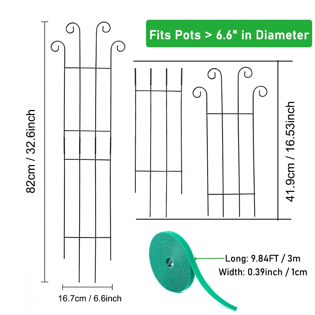 32.6inch Plant Trellis for Pot Climbing Plants Indoors & Outdoor, Garden Trellis for Potted Plants, Rust-Proof Metal Sturdy Yet Gentle Climbing Stakes Support for Ivy Pothos Hoya Monstera (6pcs)