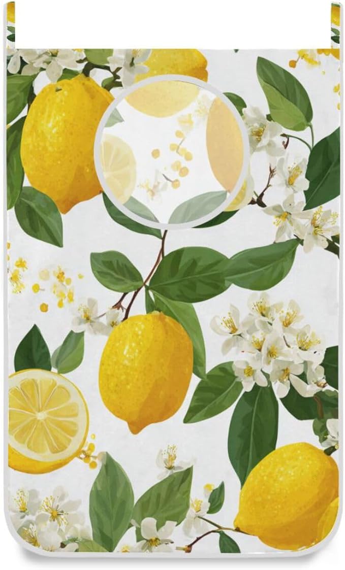 Lemon Branch Flower Hanging Laundry Hamper Door Hampers Bag Basket