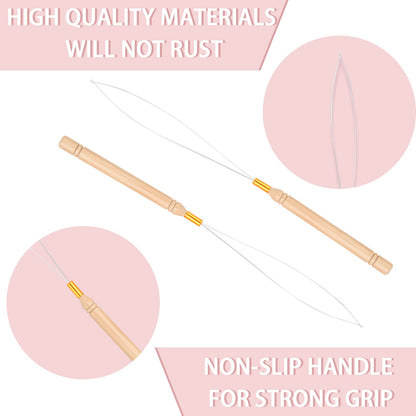 Vlasy 3PCS Hair Extension Loop Needle Threader Pulling Hook Tools Micro Loop Nano Beads Device Hair Extension Threader for Hair or Feather Extensions