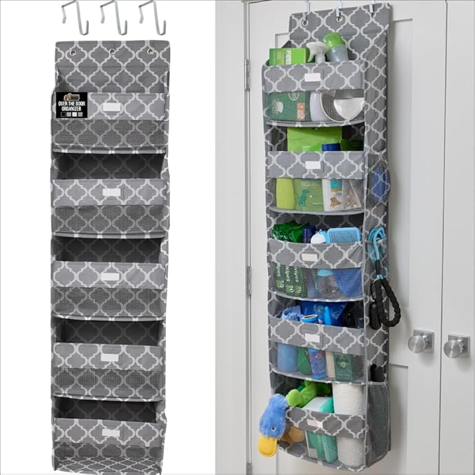 GORILLA GRIP Over The Door Organizer Storage, 5 Deep Hanging Shelves, Holds