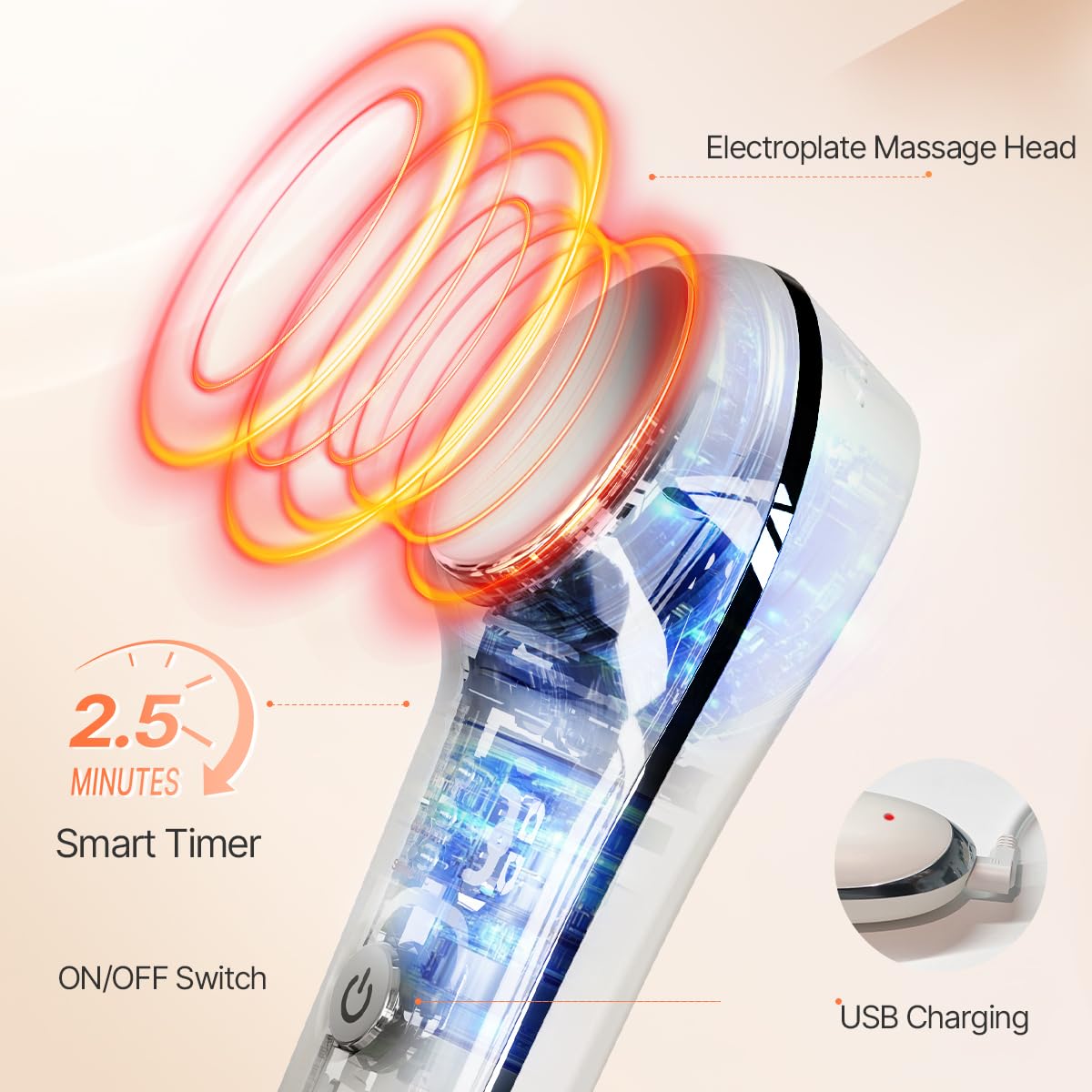 TOUCHBeauty Hot & Cold Facial Massager - Handheld Vibration Skin Rejuvenating Relaxation Device for Smoother Tighter Face, Skincare Warming & Cooling Beauty Tool for Women