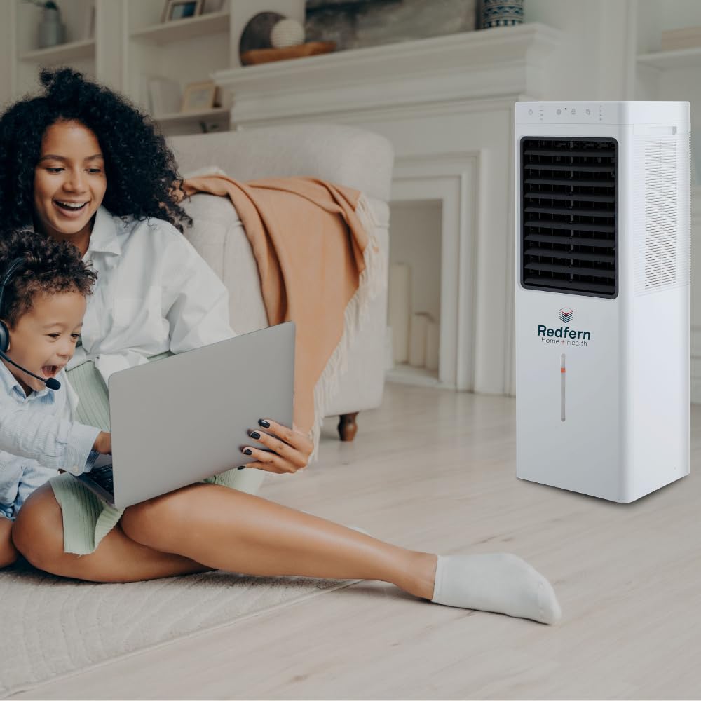 iQ Pure Breeze 14EX Extra Large Portable Evaporative Air Cooler with 4 Fan Speeds, 23 L Water Tank, Air Filtration & Wheels for Home, Living Room & Large Spaces