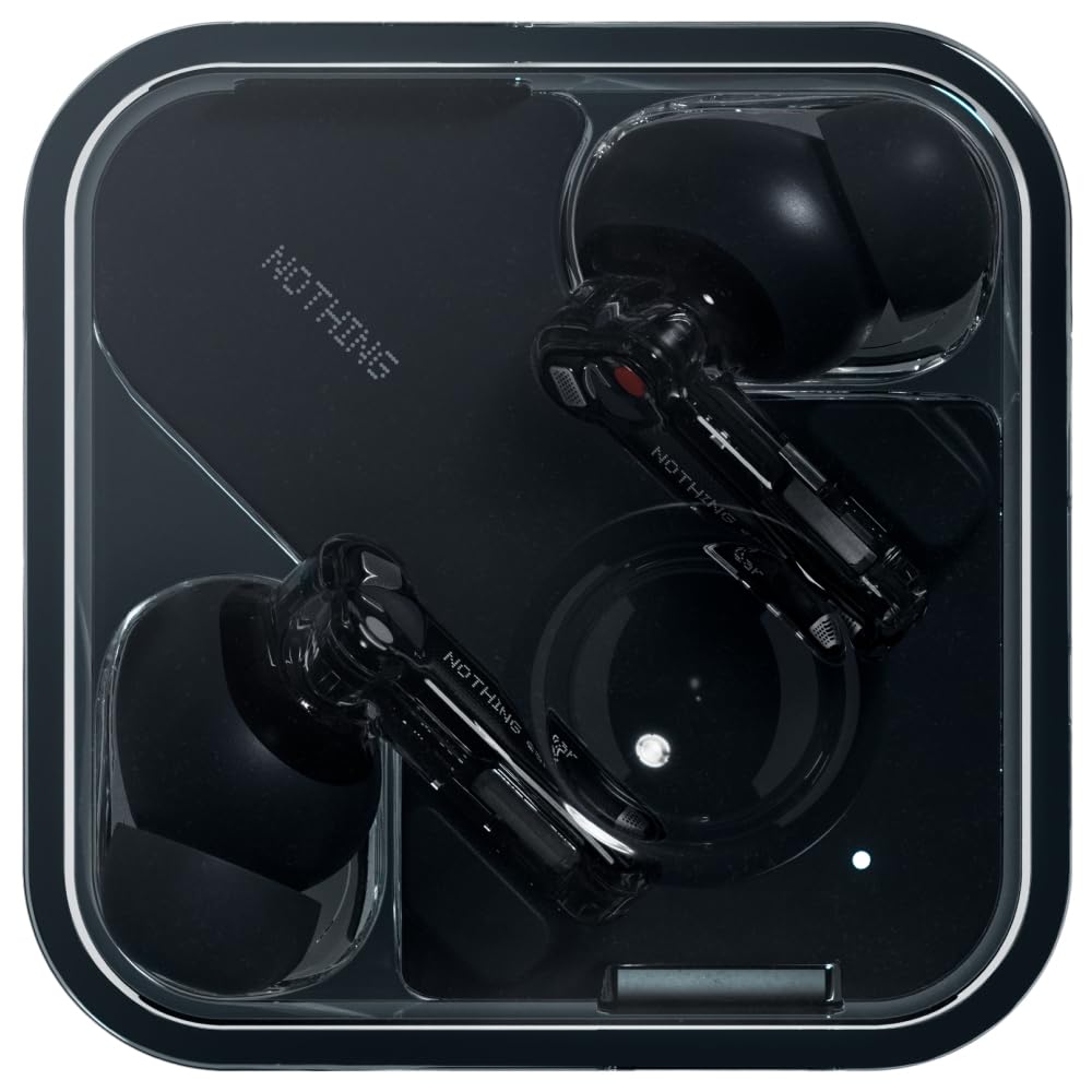Nothing Ear wireless ear buds with Hi-Res Audio, Smart Active Noise Cancelling, Advanced equalizer and up to 40.5 hours of listening time - Black