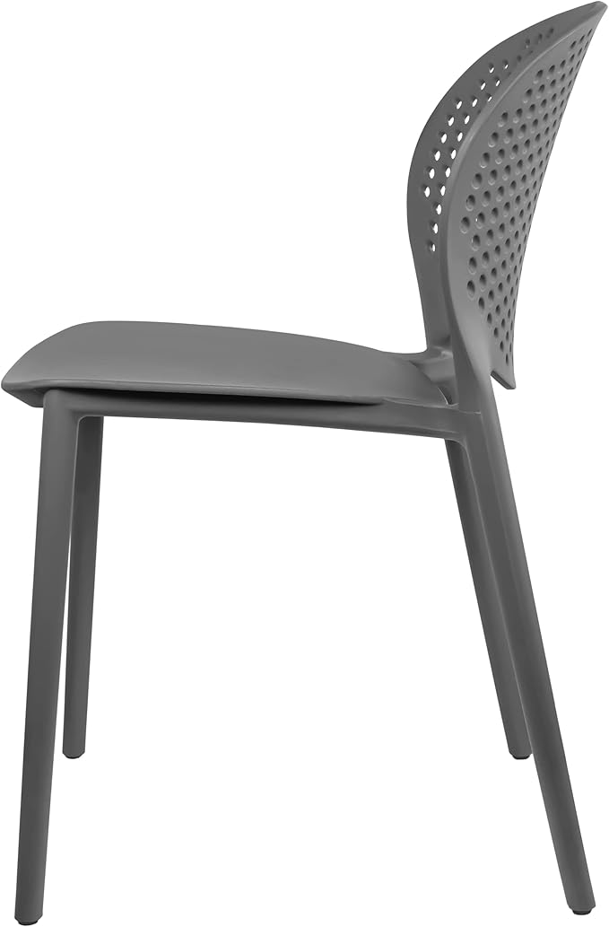 2xhome Set of 3 Patio Dining Chairs | Modern Stackable Outdoor Pool Side Chair | Weather Resistant Plastic for Yard, Porch, Balcony, Kitchen, Gray
