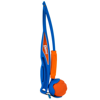 Chuckit! Fetch & Fold Dog Ball Launcher Pick Up and Throw Hands Free Dog Toy Rubber Fetch Ball Thrower Set