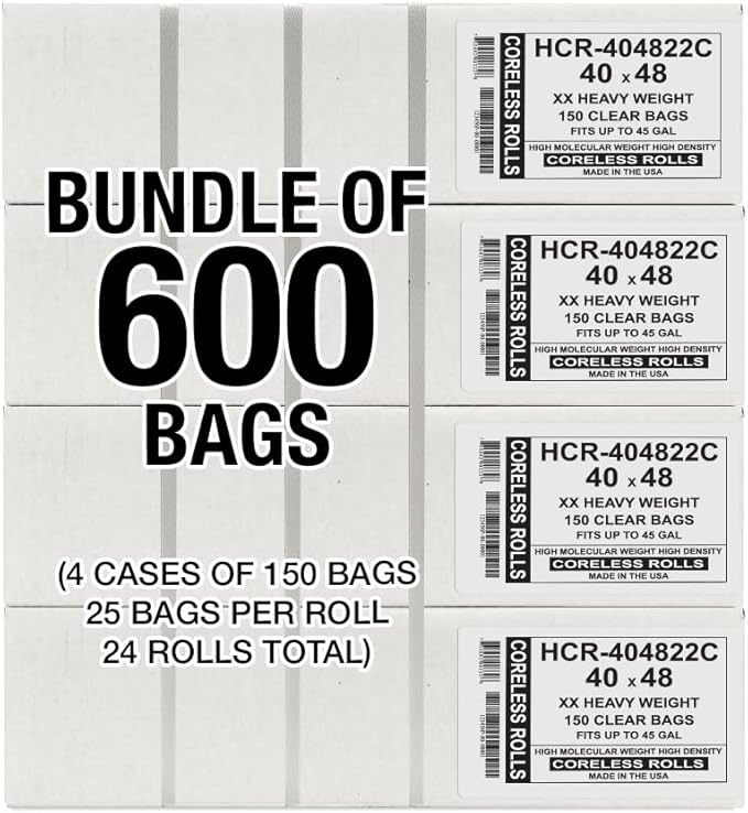 Aluf Plastics High Density Trash Bags, 45 Gallon, 22 Micron,