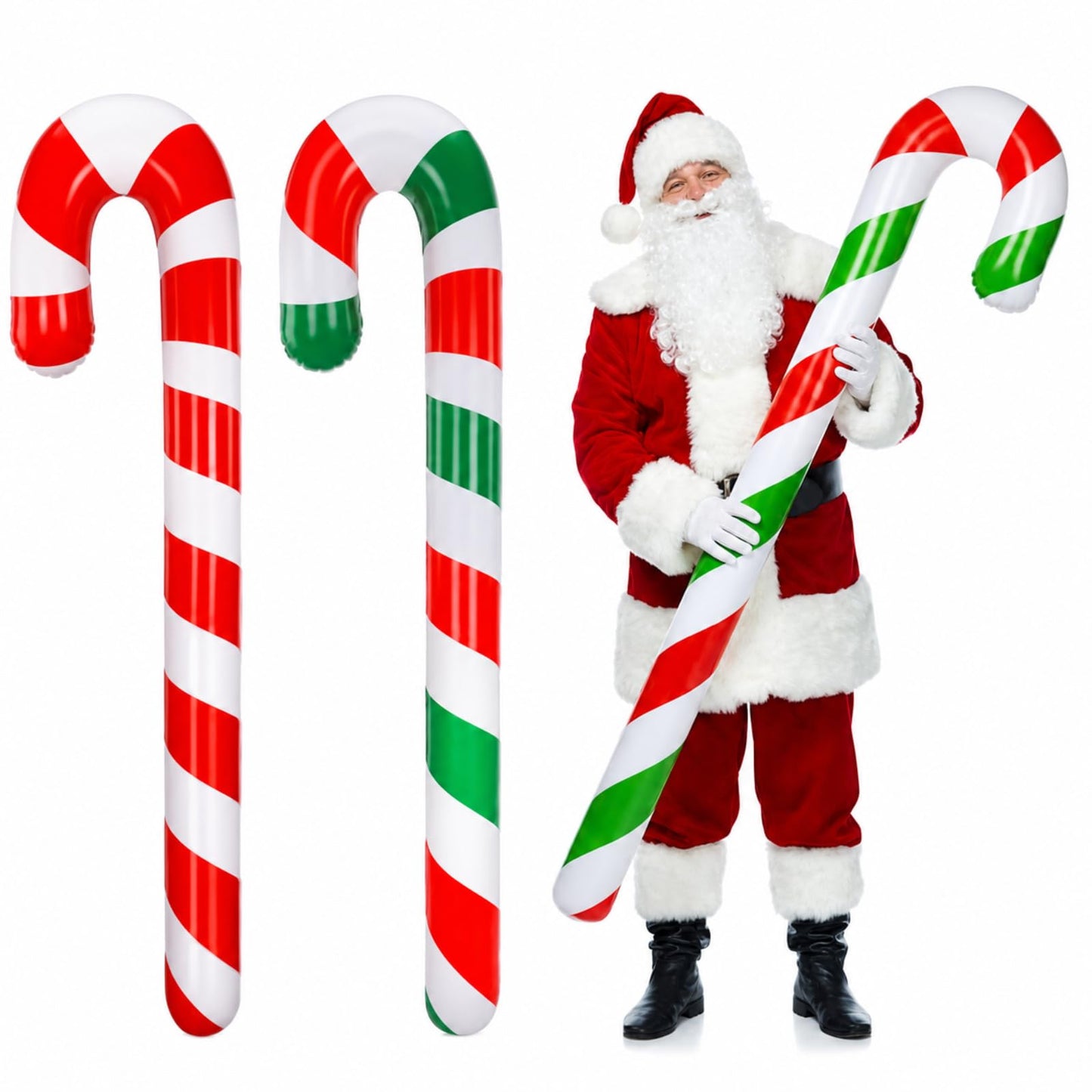 Rotatingpals 2 Pcs 54 Inch Christmas in July Inflatable Pool Noodle Floats Blow up Candy Cane Noodle Jumbo Candy Cane Swim Noodles for Xmas Holiday Yard Lawn Patio Garden Indoor Outdoor Decor Gifts