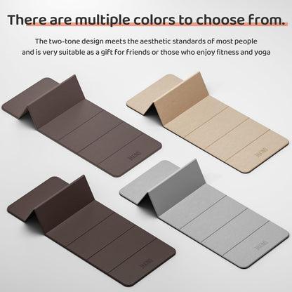ONLYHE Foldable Yoga Mat Exercise Mat for Home Workout, Comfortable and Durable, 8mm Thick Portable Folding Mat, Non-Slip, Pilates Mat Thick, Outdoor Use, Meditation, Travel, Camping (71"x24" x 0.3") (Light brown + Beige)