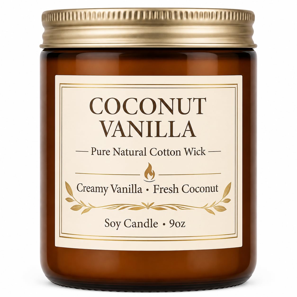 Coconut Vanilla Candle, 9 oz Soy Coconut Wax Scented Candle for Home, Vanilla Coconut Aromatherapy Candle, Clean Burning Jar Candle for Bedroom Bathroom Spa, Candle Gifts for Women Men