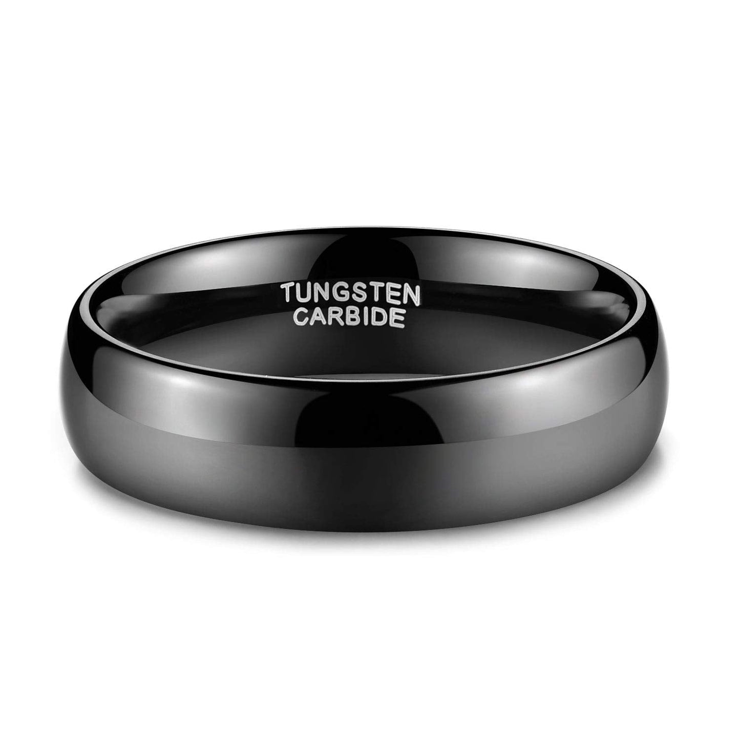 TRUMIUM 6mm Black Tungsten Ring for Men Women High Polished Comfort Fit Wedding Band Size 11