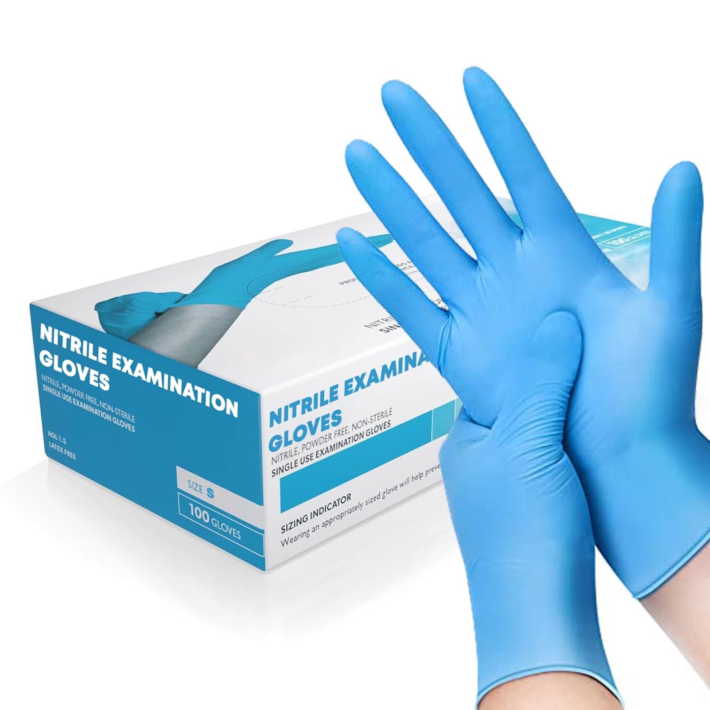 The Real Touch Blue Professional Nitrile Powder Free Multi-Purpose Gloves, Disposable, Extra Strong - Box of 100 (Blue, Small)
