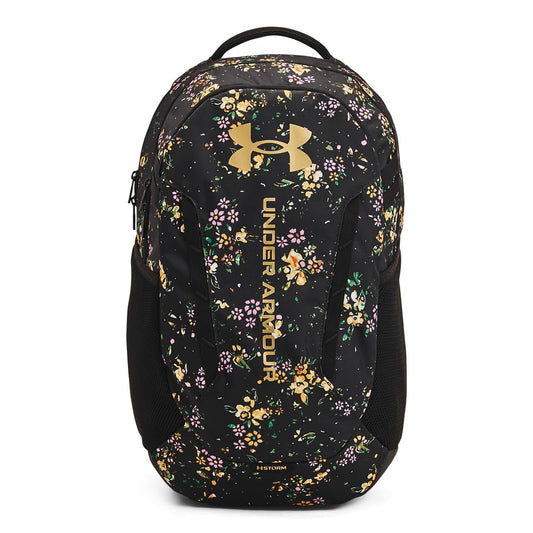 Under Armour Unisex-Adult Hustle 6.0 Backpack, (004) Black/Black/Metallic Gold, One Size Fits Most