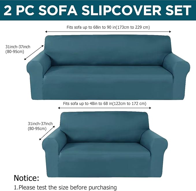 Peryiter 2 Pcs Sofa Covers Couch and Loveseat Covers Set Stretch Sofa Slipcover