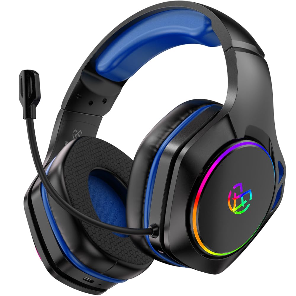Wireless Gaming Headset for Ps5, Ps4, Pc with 7.1 Surround Sound, 360° Adjustable Microphone, 40H+ Battery, 2.4GHz USB & Type-C – Compatible with Switch, Laptop, Mac, Mobile Phone