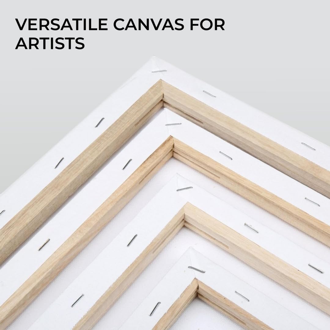 H&S Set of 4 Artist Blank Canvas Boards for Acrylic, Oil, Watercolour Painting - 20x30cm, 30x40cm, 40x50cm, 50x60cm, A1 & A2 canvas for Painting