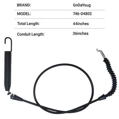 GnDaYoug 946-04802A PTO Control Clutch Cable, Replaces 746-04802 946-04802 746-04802A, Fits for MTD Troy-Bilt Cub-Cadet Craftsman Lawn Mower, 44 Inch Overall Length, 36 Inch Conduit