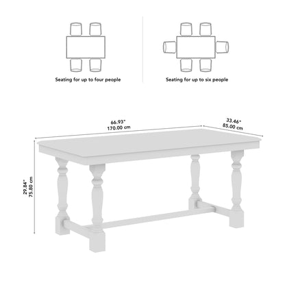 Bush Home 67-Inch Dining Table for 4-6 People, Squire Trestle Farmhouse Rectangular Wood Dining Room Table, Kitchen, Living Room, Sterling Dining Collection, Burnished Medium Brown and Black Paint