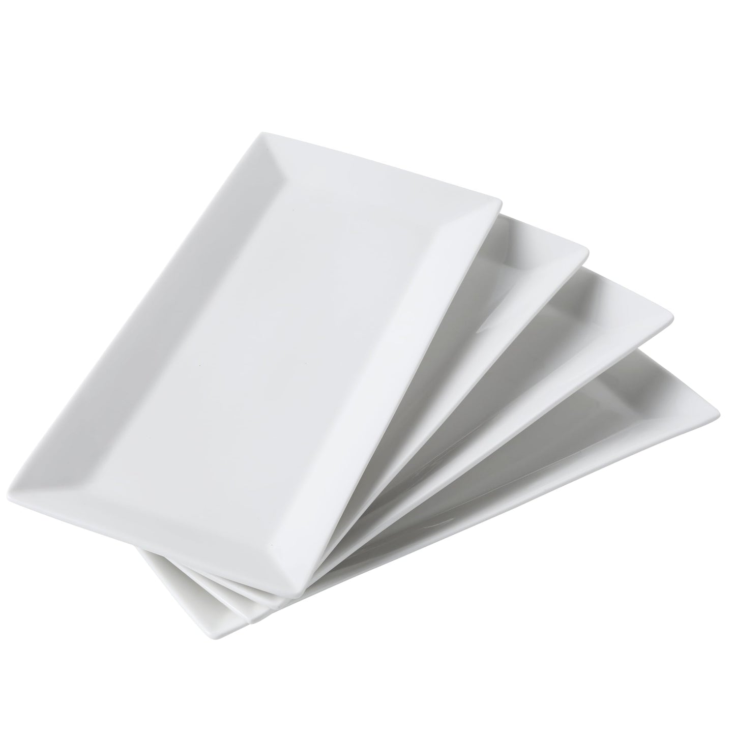 Feenmai 12" Serving Platters Set of 4, White Rectangular Plates, Ceramic Serving Tray, Stackable Large Party Plates for Appetizer, Dessert, Steak, Sushi, Housewarming Gift, Oven Dishwasher Safe