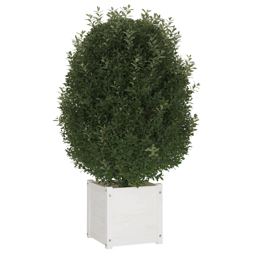 Xolmizyn Set of 2 Large Square Wooden Planters, Solid Pinewood Garden Flower Pot for Indoor and Outdoor Patio, Deck, and Balcony Decoration, 15.7 inch