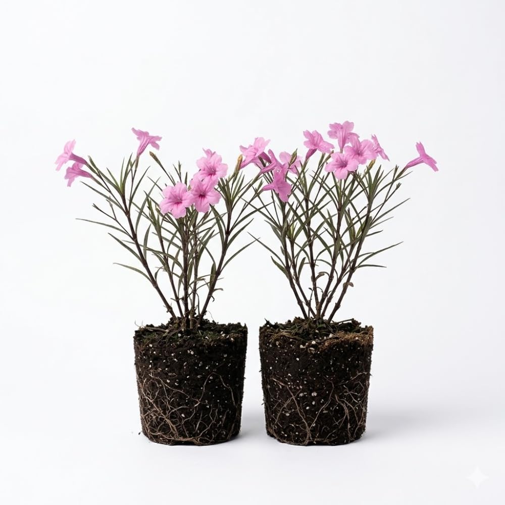 2 Pink Mexican Petunia Plants Live, 5 to 7 Inches, Petunia Flower Live Plant, Shrub Plant Gardening
