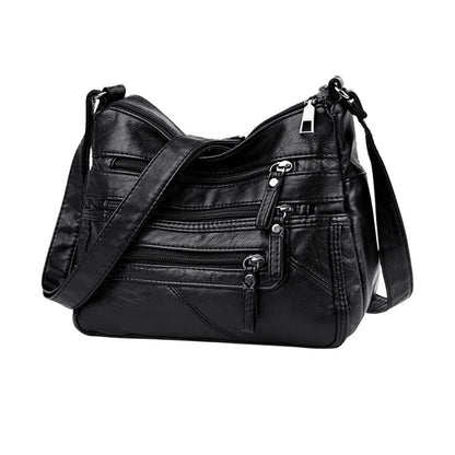 Ladies Shoulder Bags Soft PU Leather Crossbody bag for Women Multi Pockets Lightweight Waterproof Crossbody Handbags for Travel Daily Use Black