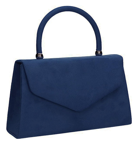 LeahWard Women's Clutch Bag Top Handle Wedding Suede Handbags 304 (Navy)