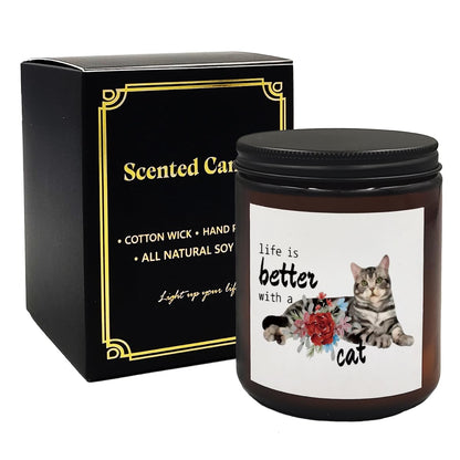 Mancheng-zi Cat Candle - Scented Candles for Cat Lovers, Women, Moms, and Owners - Life is Better With a Cat