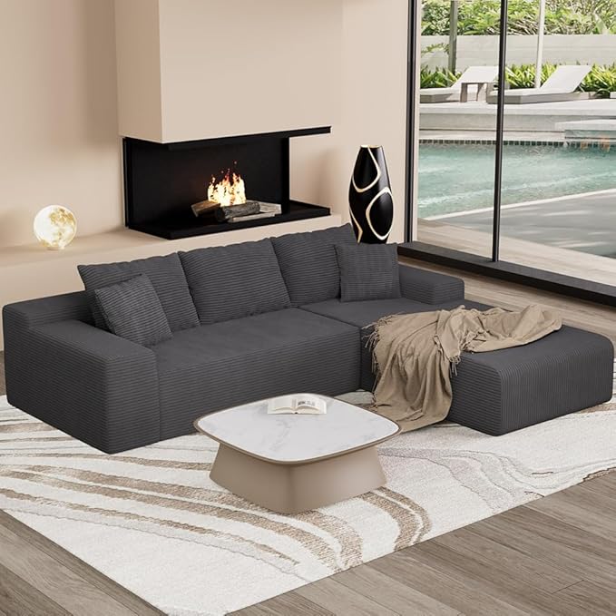 96" L Shaped Modular Sectional Sofa, Boneless Cloud Couch